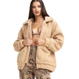 I.AM.GIA | Oversized Faux Fur Fuzzy Teddy Sherpa Taupe Jacket Size S
